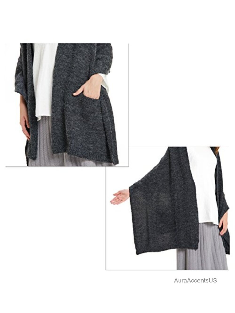 Women's Soft Pashmina Shawl Wrap Acrylic Nylon Scarf with Pockets Oversized - Picture 5 of 6